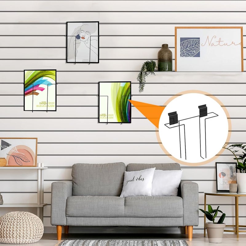 BeapTcely 4 Pcs Literature Display for Slatwall, Metal Wire Magazine Holder Slat Wall Shelf Hooks Accessories for Exhibitions Trade Show and Office Retail Store (4) - Image 4